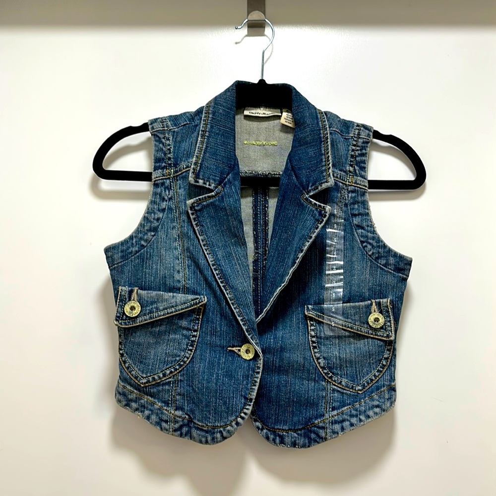 Vintage DKNY Cropped Denim Vest.  Donna Karen New York.